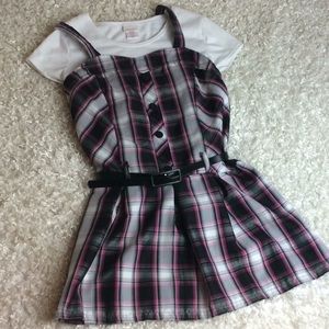Xhilaration girls plaid pink & white mini dress